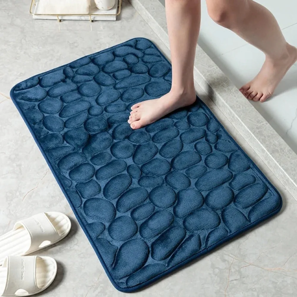 Cobblestone Comfort: Memory Foam Bath Mat with Non-Slip Base